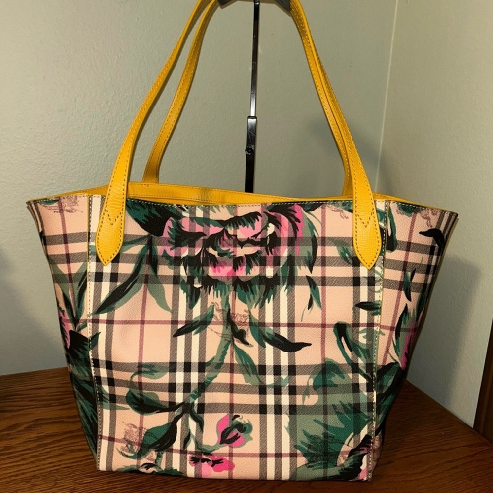 Burberry Haymarket Check Floral Print Canterbury Tote